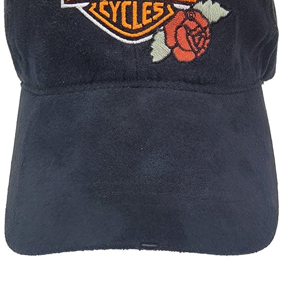 Women's Harley-Davidson Hat Black Ponytail Cap Red Roses Ladies Motorcycle Biker - Picture 5 of 9